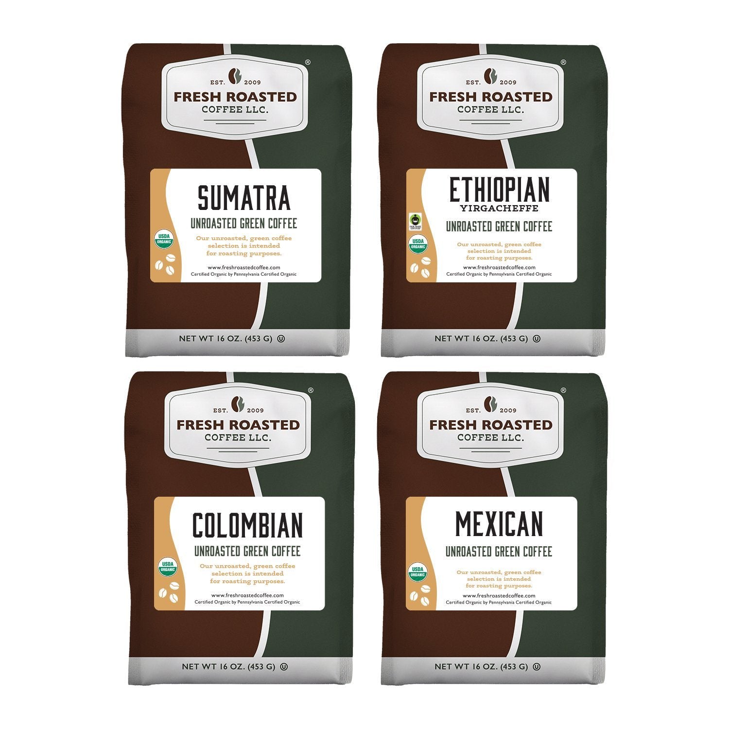 Unroasted Organic Explorer Sampler - Home Roaster's Starter Kit